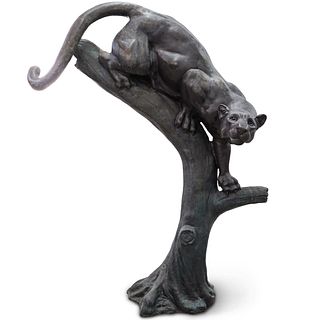 Life-Size Signed Barye Bronze Panther Sculpture