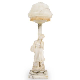 Carved Marble & Alabaster Figural Lamp