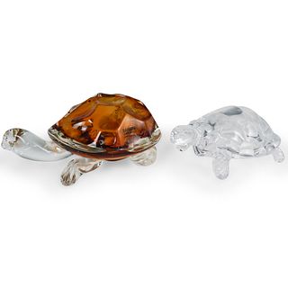 (2 Pc) Barbini Murano Glass Turtles