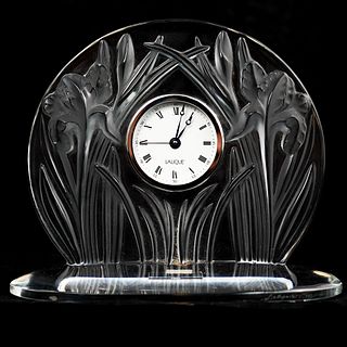 Lalique France Signed "Irises" Clock