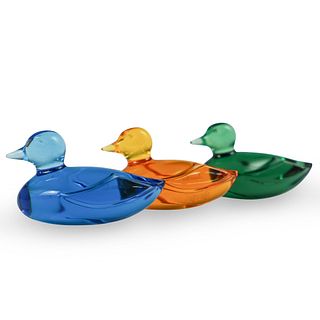 (3 Pc) Baccarat Crystal Duck
