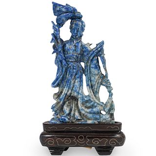 Chinese Carved Lapis Guan Yin