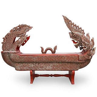 Burmese Wooden Dragon Boat Box