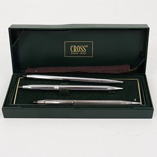 (3 Pc) Cross Sterling and Chrome Pen & Pencils