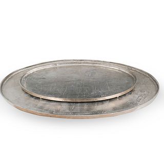 (2 Pc) Silver Toned Oval Serving Trays