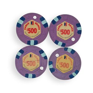 (4 Pc) Cable Beach $500 Bahamas Poker Chips
