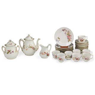 (32 Pc) French Floral Porcelain Tea Service