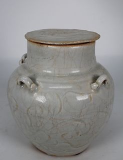 Chinese Qingbai Glazed Covered Jar, Song Dyn