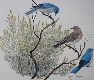 Arthur Singer (1917 - 1990) "Bluebird & Sagebrush"