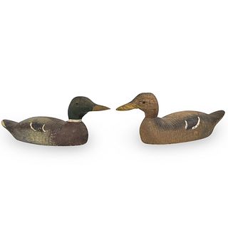 (2 Pc) Painted Wood Duck Decoy