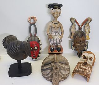 Lot Of Assorted African Carved Wood Masks
