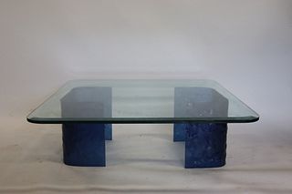 Vintage Molded Glass Coffee Table.
