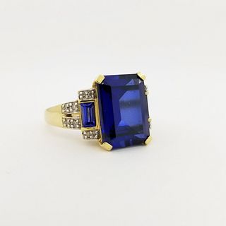 10K Gold & Synthetic Sapphire Ring
