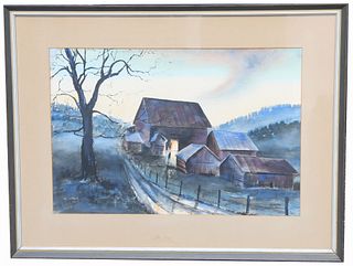 Calhoun, 1962 Watercolor of a Farmhouse