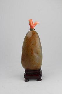 Chinese Nephrite Snuff Bottle on Stand