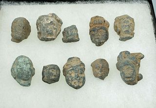 (10) Gandharan Stone Head Fragments