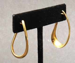 Mid-Century Modern 18K Yellow Gold Hoop Earrings