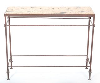 Giacometti Style Stone Top Metal Console Table