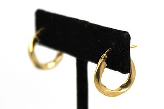 Milor Designer Yellow Gold Hoop Drop Earrings