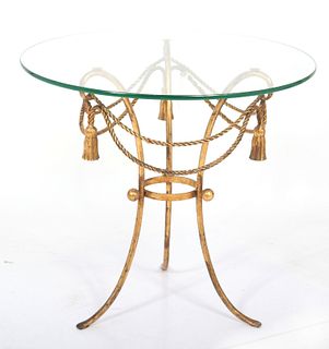 Maison Jansen Style Gilt Metal & Glass Top Table