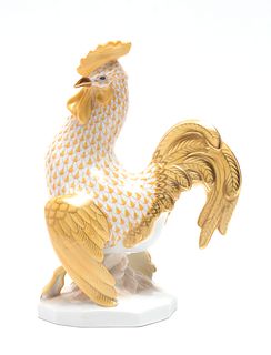 Herend "Cocky Rooster" Fishnet Porcelain Figure