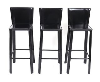 De Couro of Brazil Leather Barstools, Set of 3