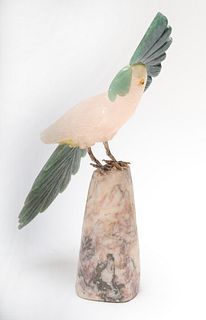 Carved Hardstone Parrot Sculpture