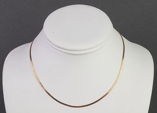 Modern MCM Designer 14K Yellow Gold Snake Necklace