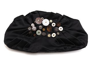 Ray Augusti Button Embroidered Satin Clutch