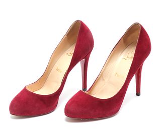 Christian Louboutin Red Suede Pumps, Size 38