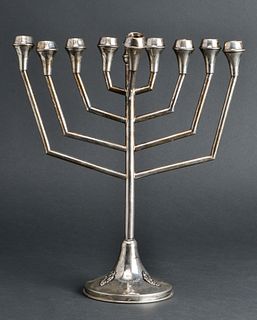 Judaica Continental Silver Menorah Hanukiah