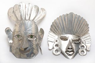 Mexican Mask Wall Sculptures, 2 Pcs.