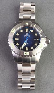 Deep Blue"Master Diver" Stainless Steel Watch