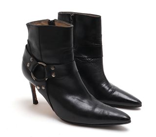 Manolo Blahnik Leather Ankle Boots, Size 37.5