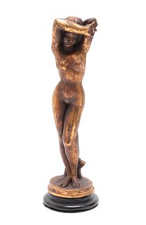 Illegibly Signed Carved Wood Woman Sculpture
