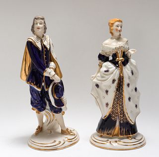 Polychrome & Gilt Porcelain Figures, 2