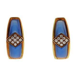 18K Gold Diamond Gemstone Earrings