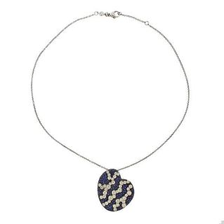 Luca Carati 18k Gold Diamond Sapphire Heart Pendant Necklace