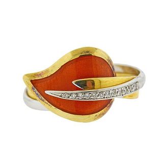 La Nouvelle Bague 18K Two Tone Gold Diamond Enamel Ring