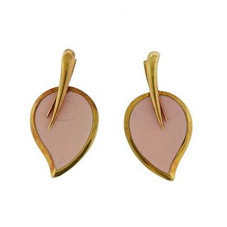 La Nouvelle Bague 18k Gold Enamel Leaf Earrings