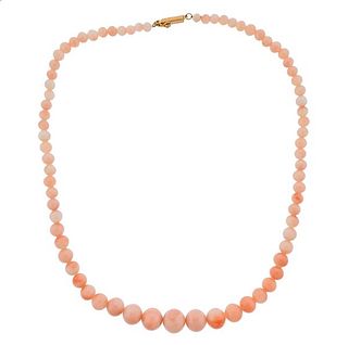 14k Gold Coral Bead Necklace 
