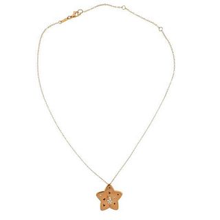 18K Rose Gold Diamond Star Pendant Necklace