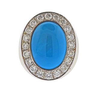 14k Gold 1.70ctw Diamond Turquoise Ring 