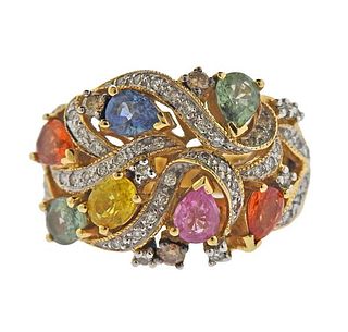 LeVian Le Vian 14k Gold Diamond Sapphire Ring 