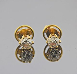 18k Gold Diamond Stud Earrings 