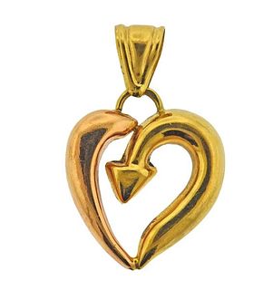 18k Tri Color Gold Heart Pendant 
