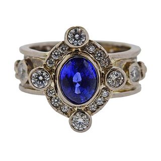 18k Gold Diamond Sapphire Ring 