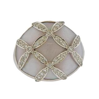 18K Gold Diamond Mother of Pearl Ring