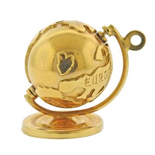 14k Gold Globe Pendant Charm 