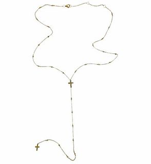 14k Gold Diamond Cross Long Drop Necklace 